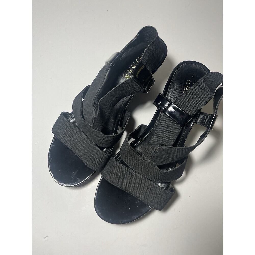 Lauren Ralph Lauren Sandals Shoes Sz 7.5B Open Toe Stretchy Wedge Heel Black